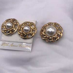 FAC Butler Faux Pearl and Goldtone Earrings & Clip